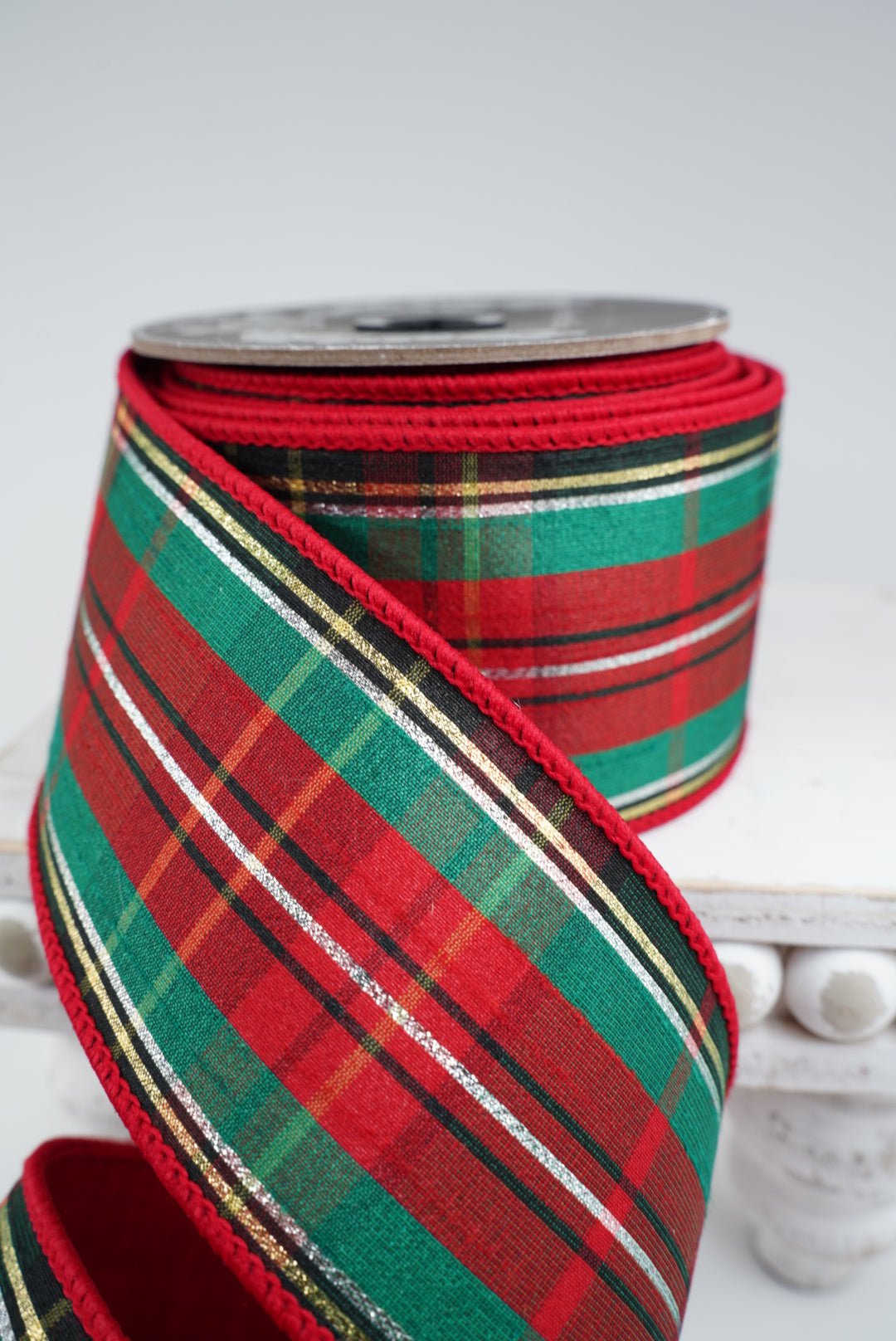 Classic holiday plaid wired ribbon 2.5” - Greenery MarketWired ribbon94559W-985-40D