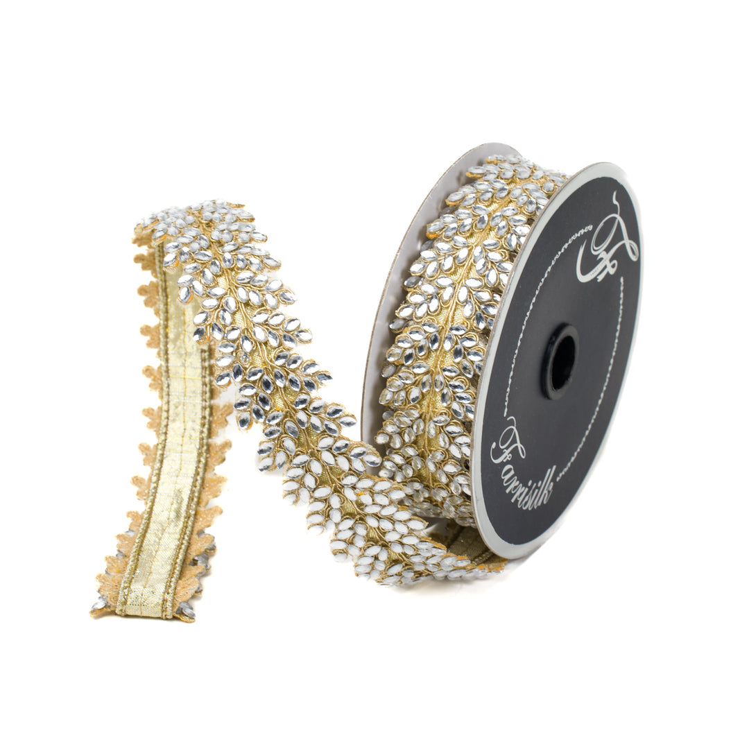 Clear Sparkling Jewels Farrisilk Wired Ribbon - 1" - Greenery MarketRK684 - 01