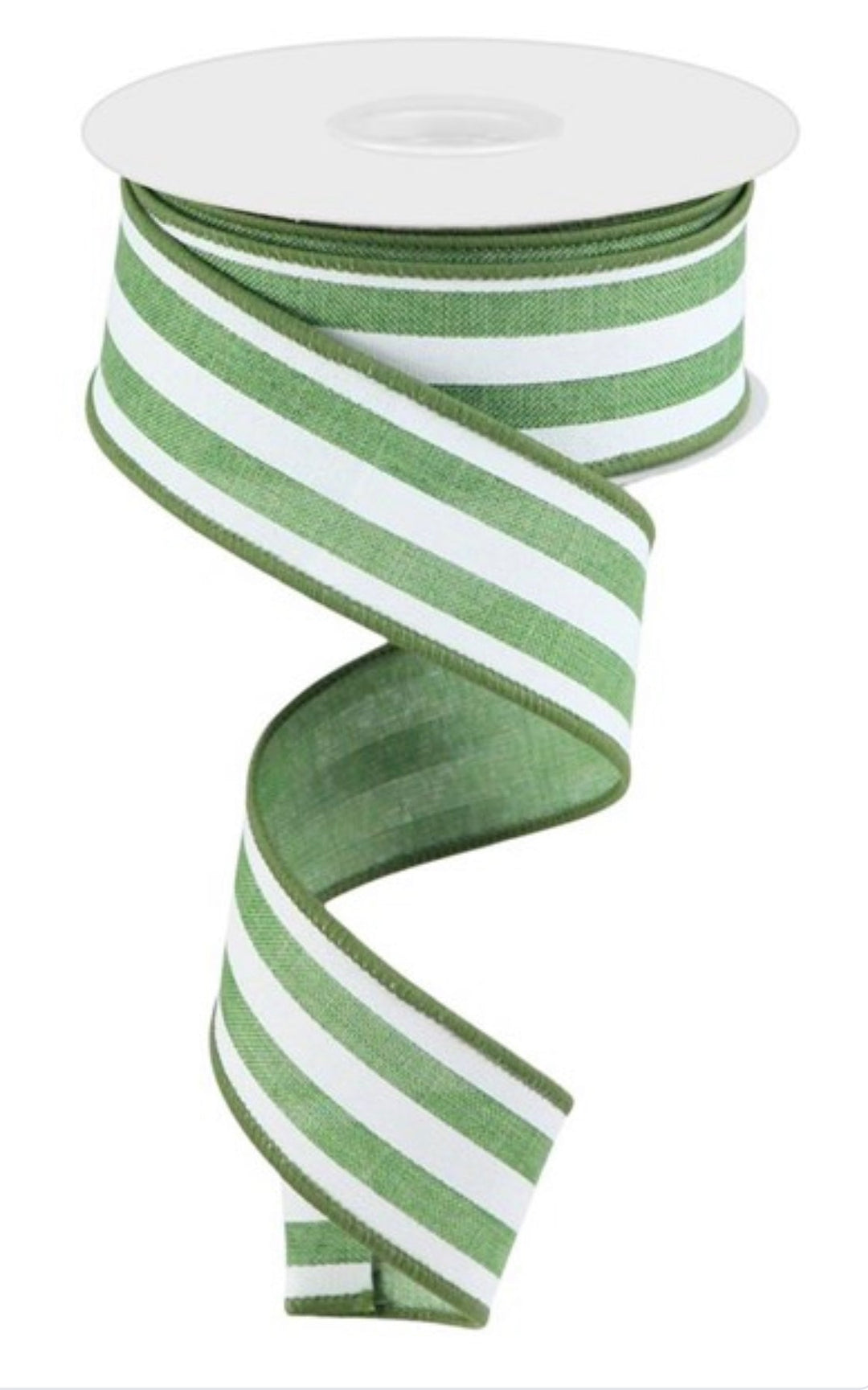 Clover green Cabana stripe wired ribbon 1.5” - Greenery MarketWired ribbonRGC1562AM