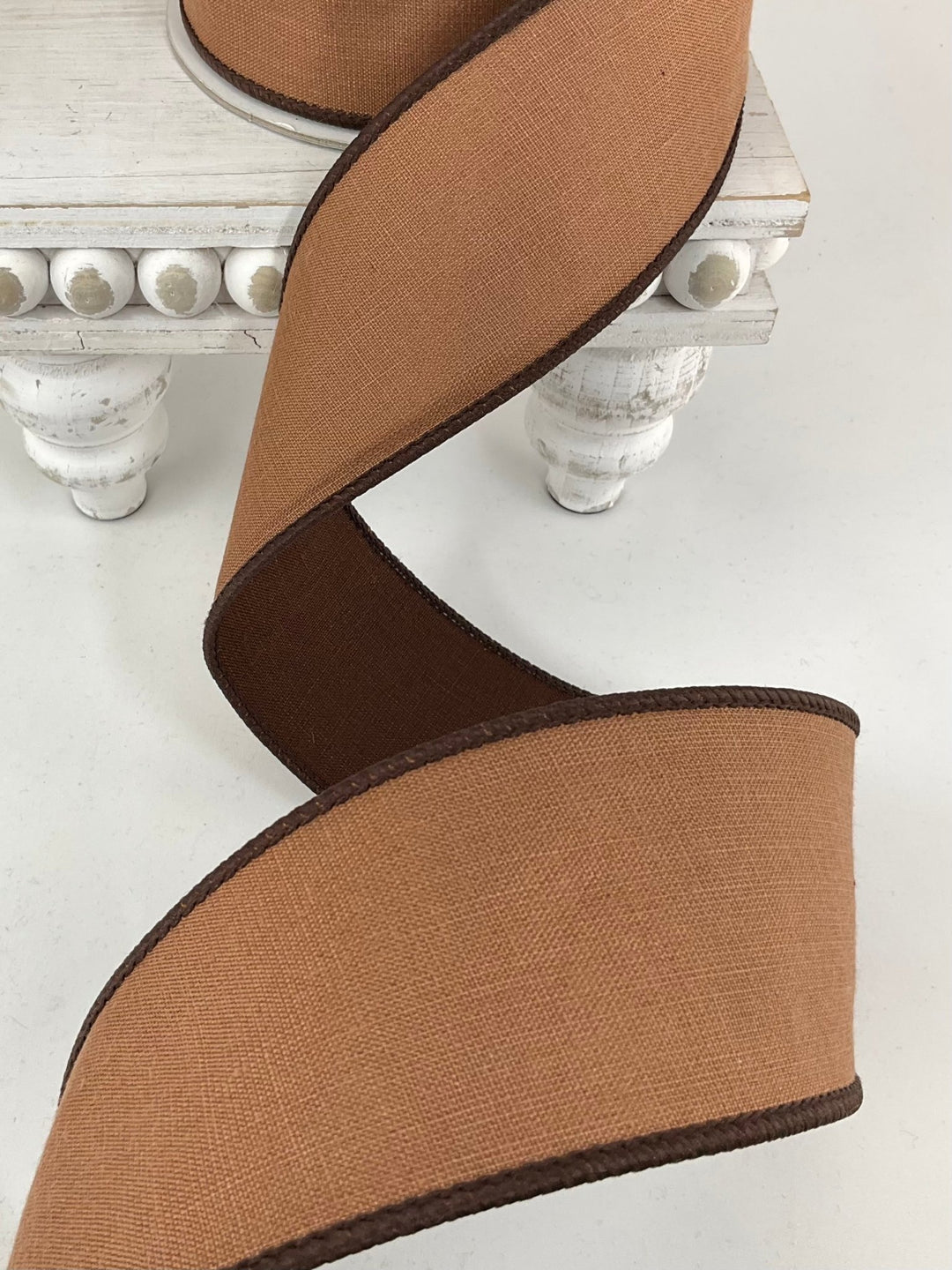 Copper Brown Linen Tones Farrisilk Wired Ribbon - 2.5" - Greenery MarketSR120-42