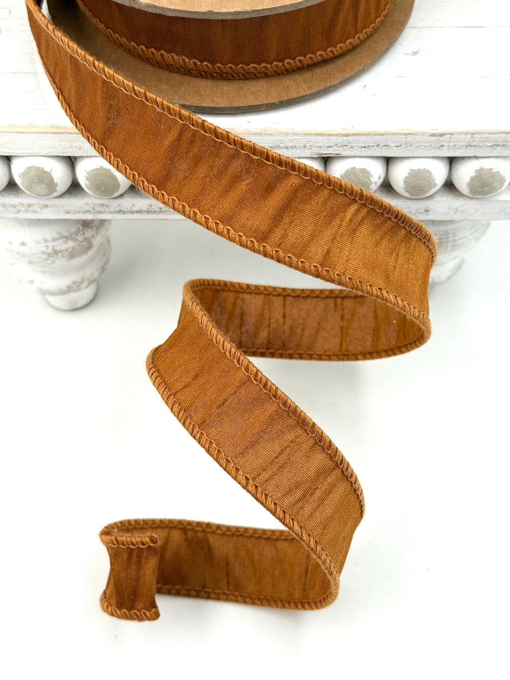 Copper Brown Wired Dupioni Ribbon - 1" - Greenery Market9100W-785-25E