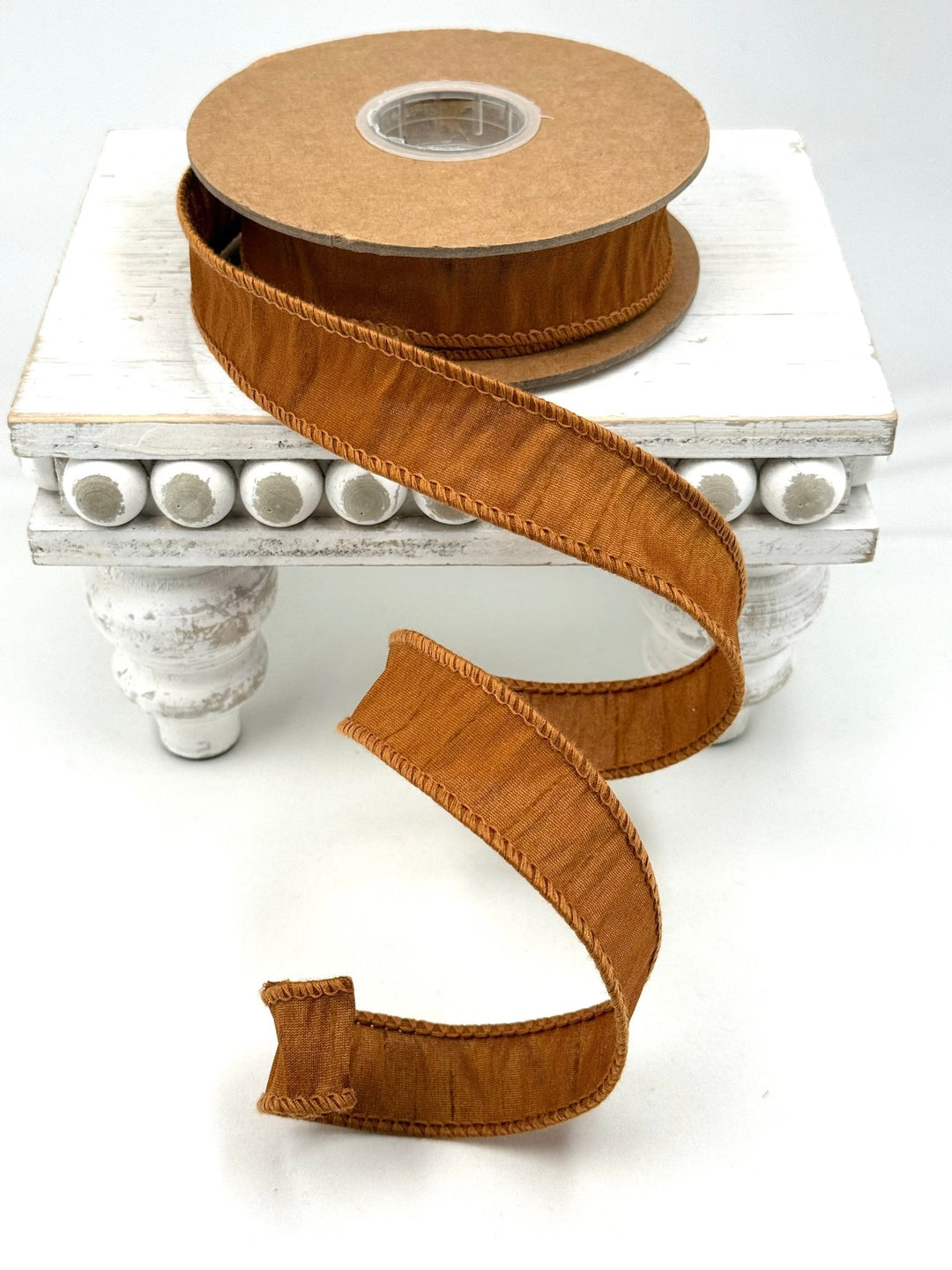 Copper Brown Wired Dupioni Ribbon - 1" - Greenery Market9100W-785-25E