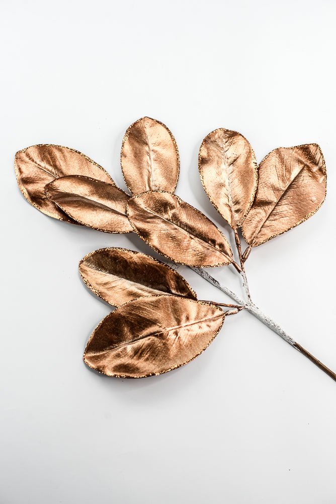 Copper Glitter Edge Metallic Magnolia Leaf Spray - 24" - Greenery MarketXG1143COP
