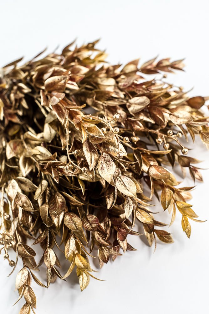 Copper & Gold Golden Washed Ruscus Bush With Berries - 18" - Greenery MarketFL7174COPGO