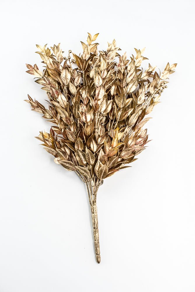 Copper & Gold Golden Washed Ruscus Bush With Berries - 18" - Greenery MarketFL7174COPGO