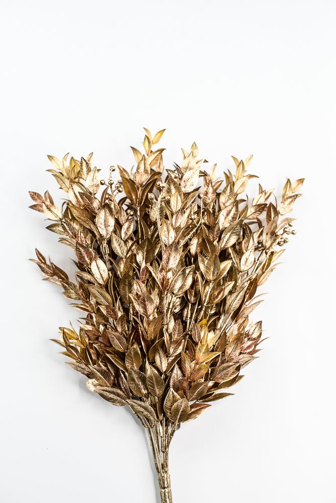 Copper & Gold Golden Washed Ruscus Bush With Berries - 18" - Greenery MarketFL7174COPGO