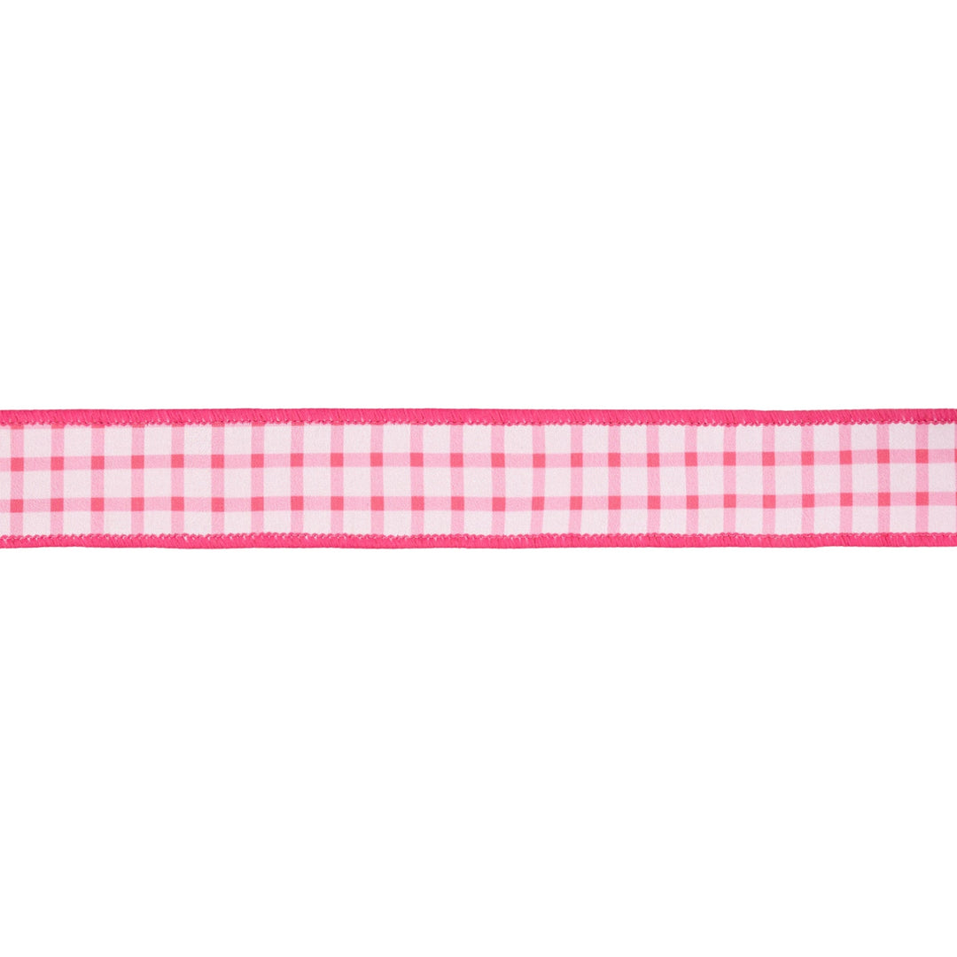 Coral Gridlines With Coral Backing Dupioni Wired Ribbon - 1.5" - Greenery MarketWired Ribbon9225W-238-38E