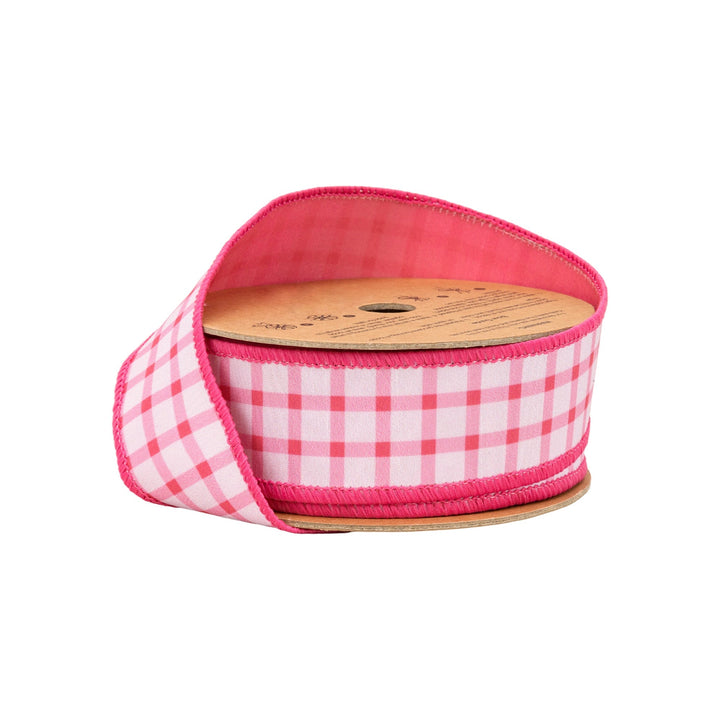 Coral Gridlines With Coral Backing Dupioni Wired Ribbon - 1.5" - Greenery MarketWired Ribbon9225W-238-38E