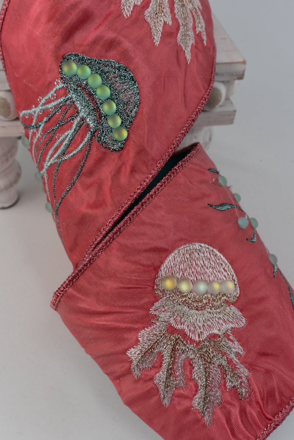 Coral Jellyfish Wired Ribbon - 4" - Greenery Market25-B509-1