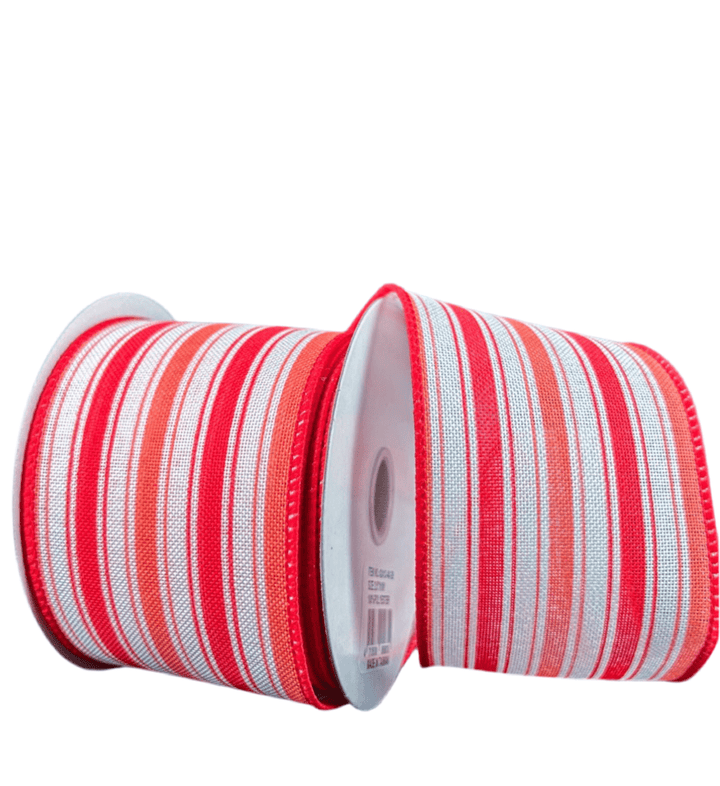 Coral melon stripe wired ribbon 2.5” - Greenery Marketwired ribbon42413 - 40 - 26