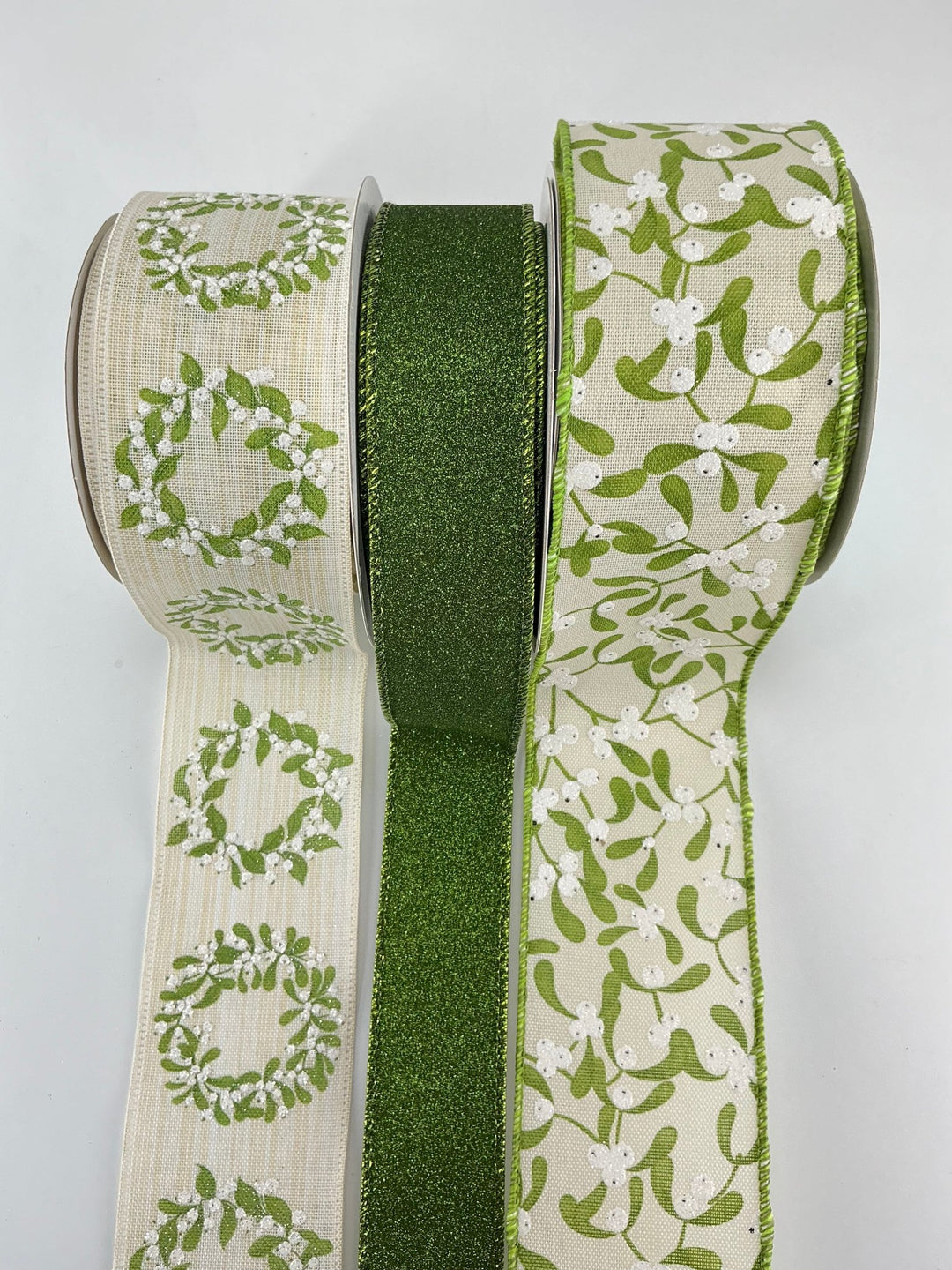 Cream and green mistletoeribbon bow bundle x 3 ribbons - Greenery MarketRibbons & TrimMistletoeX3