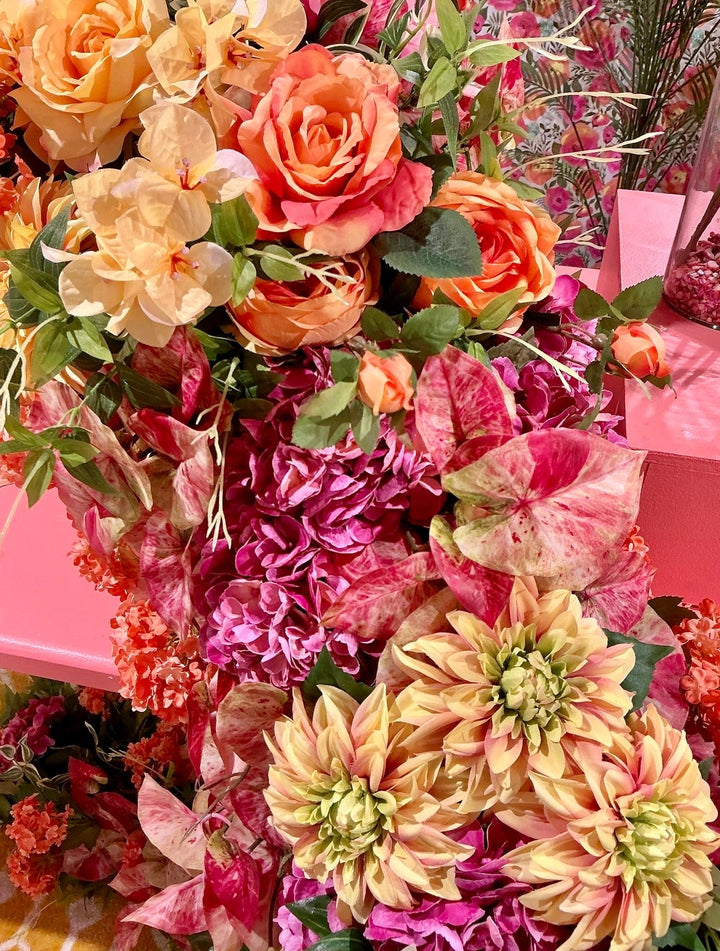 Cream And Red Real Touch Caladium Hanging Bush - Greenery Market241485