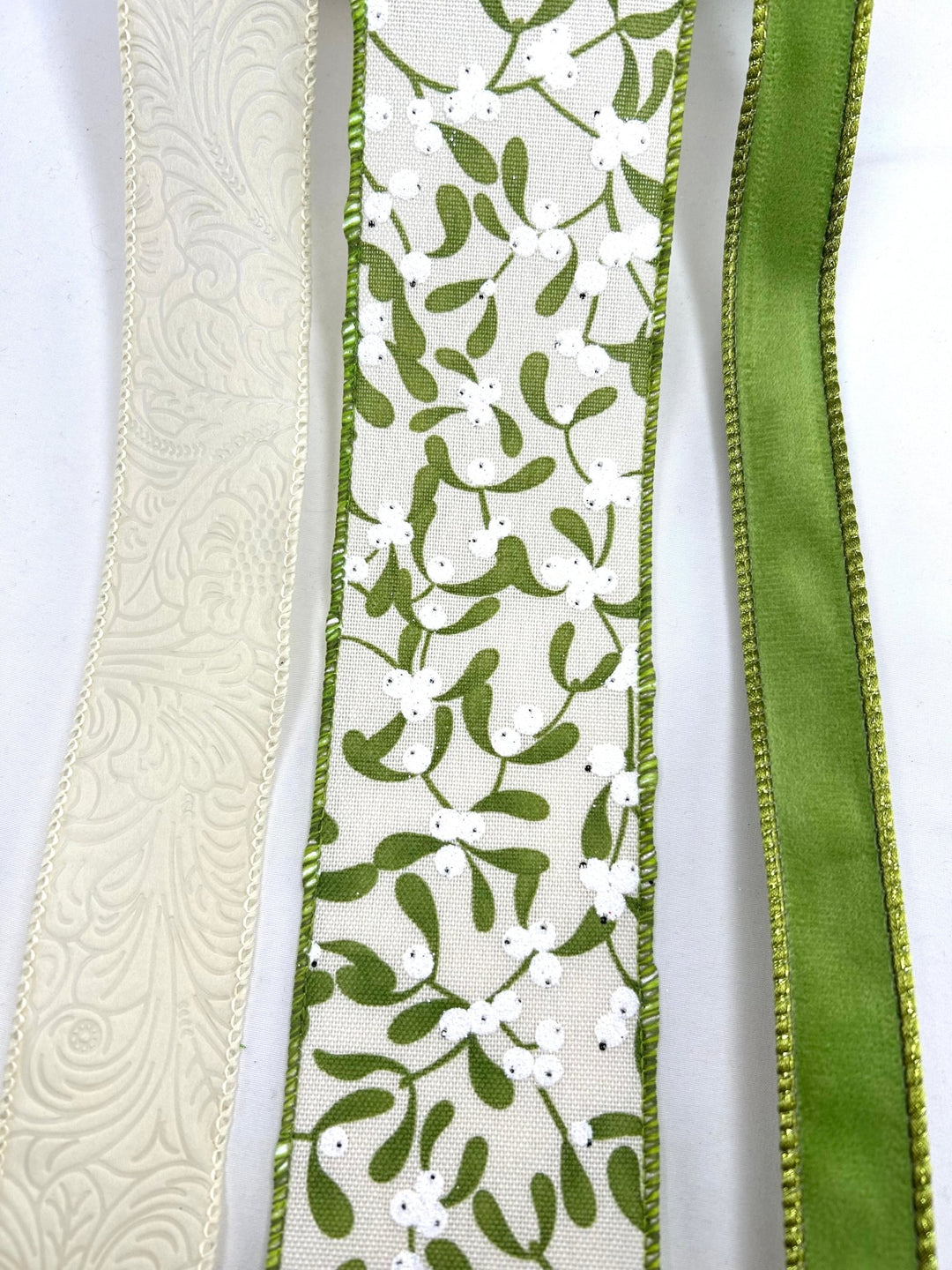 Cream And Velvet Mistletoe Bow Bundle x 3 Ribbons - Greenery MarketRibbons & TrimMisVelvetX3