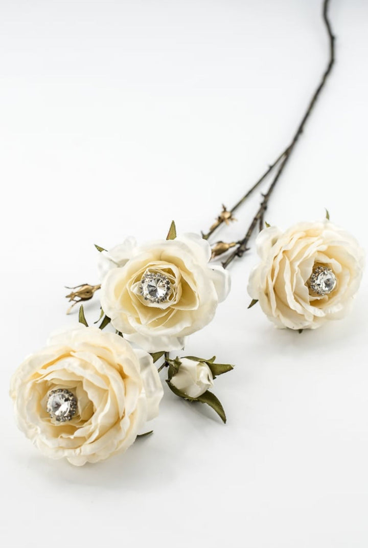 Cream Diamond Velvet Rose Spray - 31" - Greenery MarketXFS795-CR