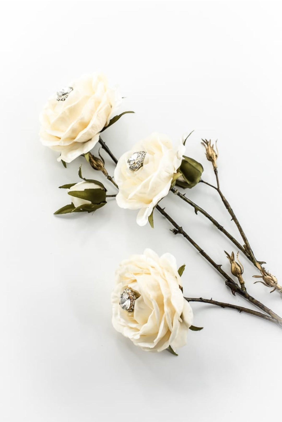 Cream Diamond Velvet Rose Spray - 31" - Greenery MarketXFS795-CR