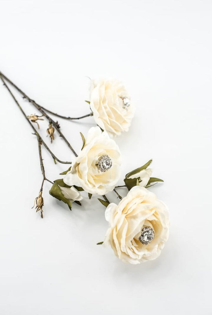 Cream Diamond Velvet Rose Spray - 31" - Greenery MarketXFS795-CR