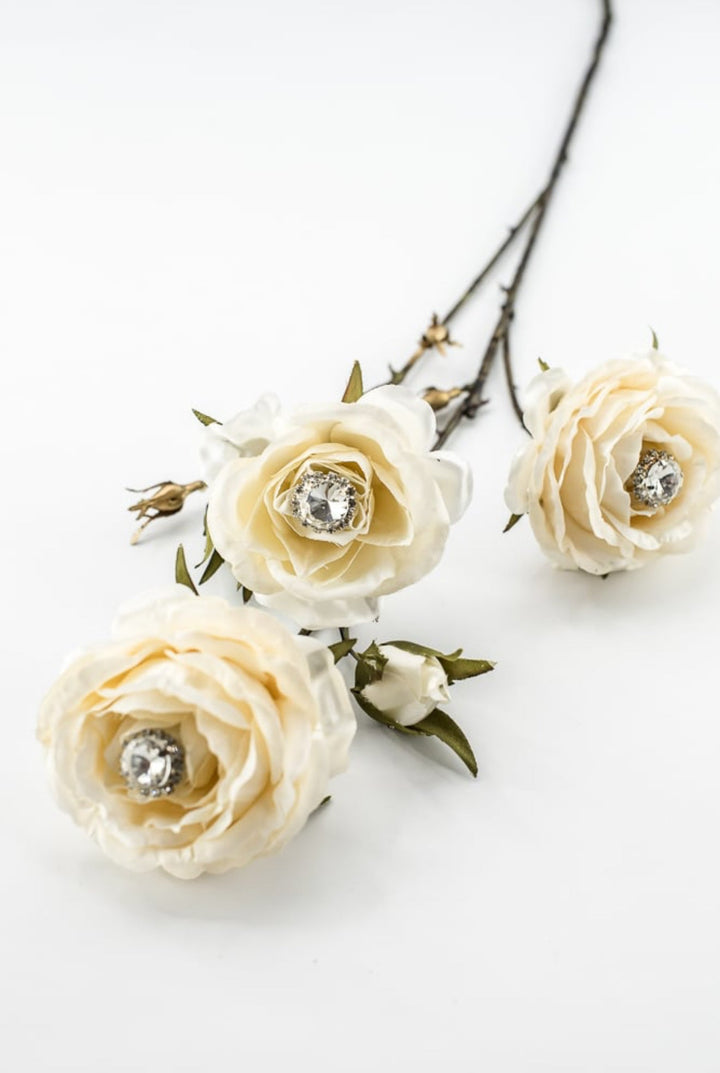 Cream Diamond Velvet Rose Spray - 31" - Greenery MarketXFS795-CR