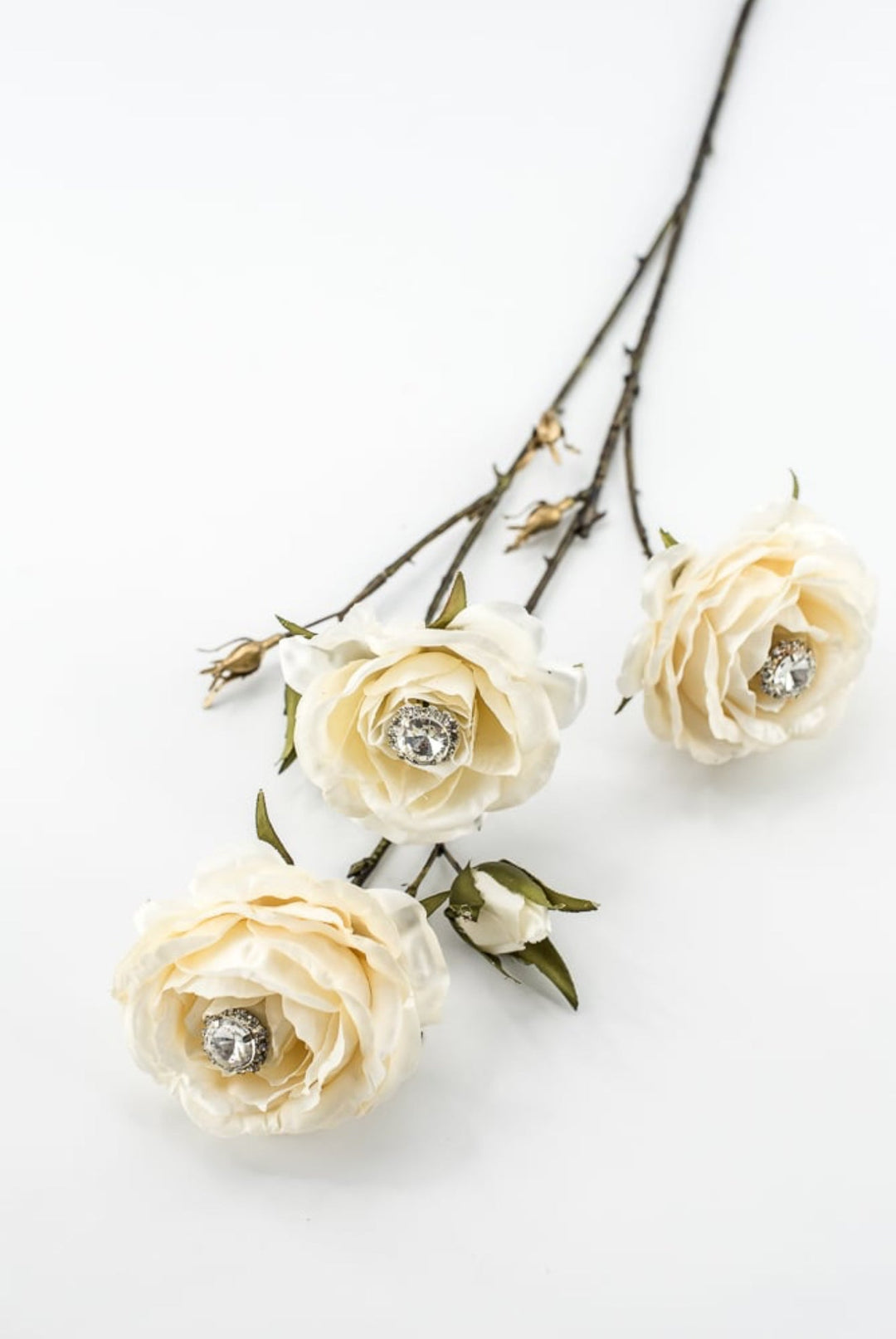 Cream Diamond Velvet Rose Spray - 31" - Greenery MarketXFS795-CR