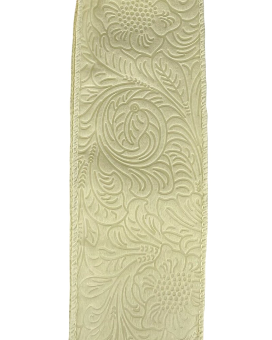 Cream embossed 2.5” wired ribbon - Greenery MarketWired ribbon42466 - 40 - 18