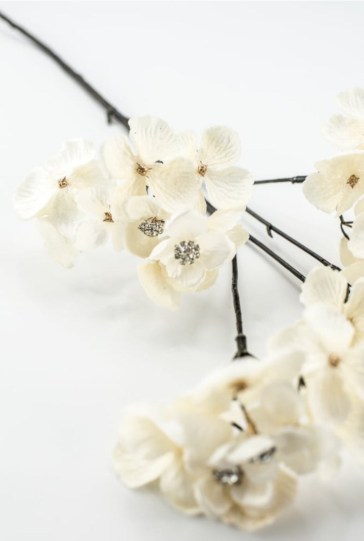 Cream Faux Diamond Velvet Hydrangea Spray - 24" - Greenery MarketXFS799-CR