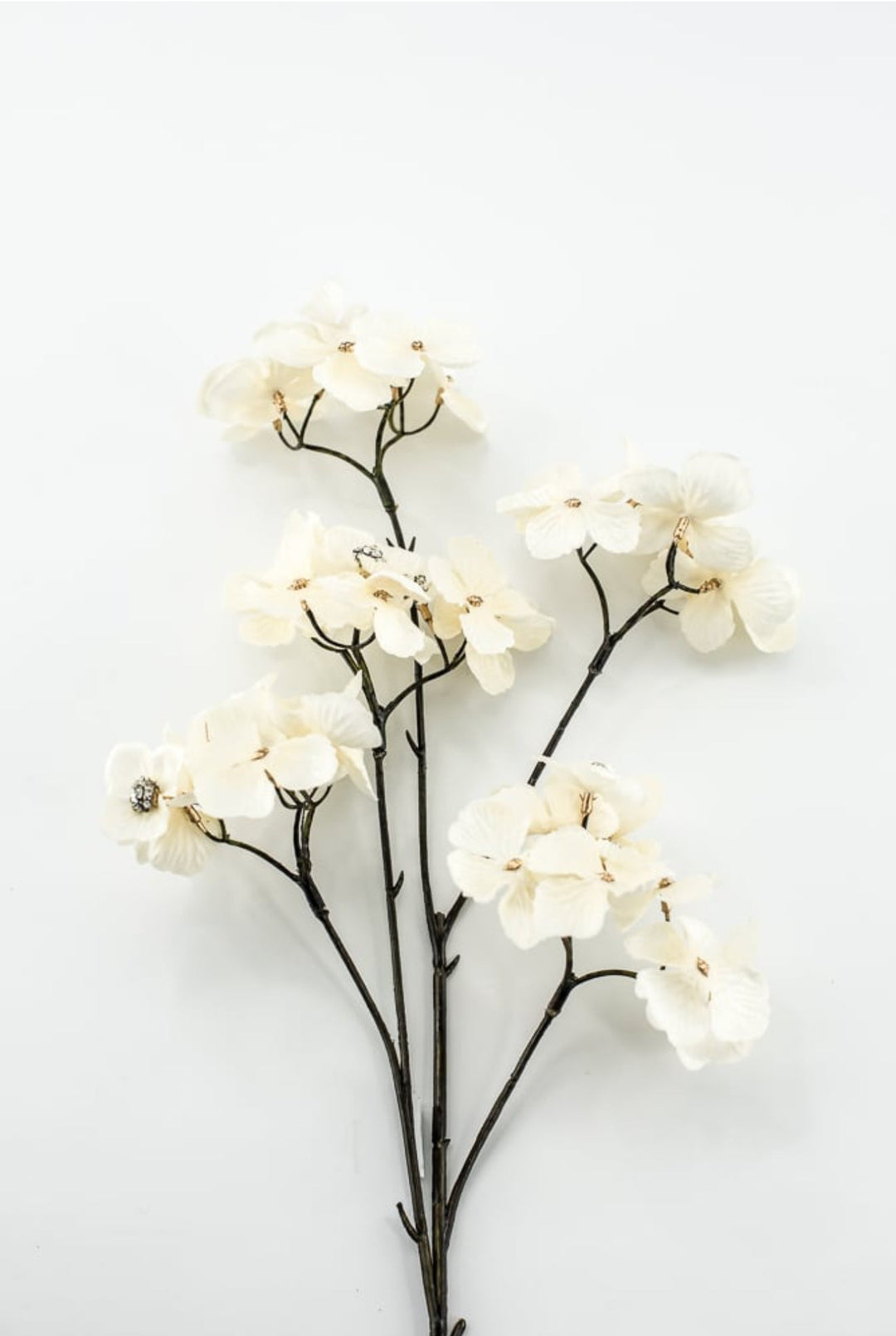 Cream Faux Diamond Velvet Hydrangea Spray - 24" - Greenery MarketXFS799-CR