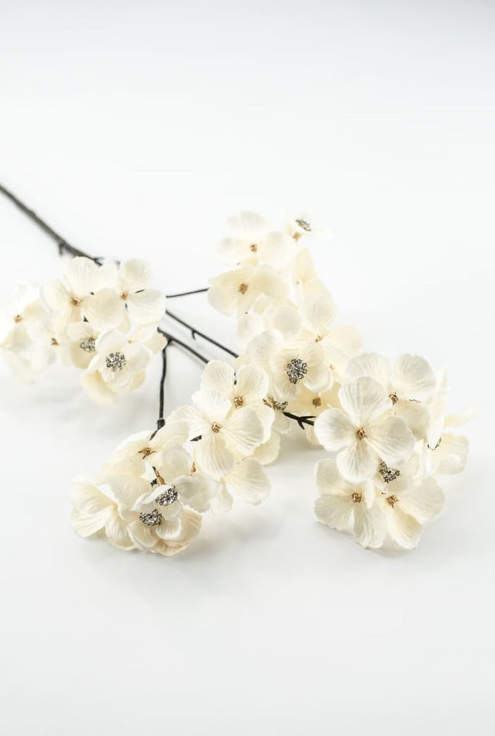 Cream Faux Diamond Velvet Hydrangea Spray - 24" - Greenery MarketXFS799-CR