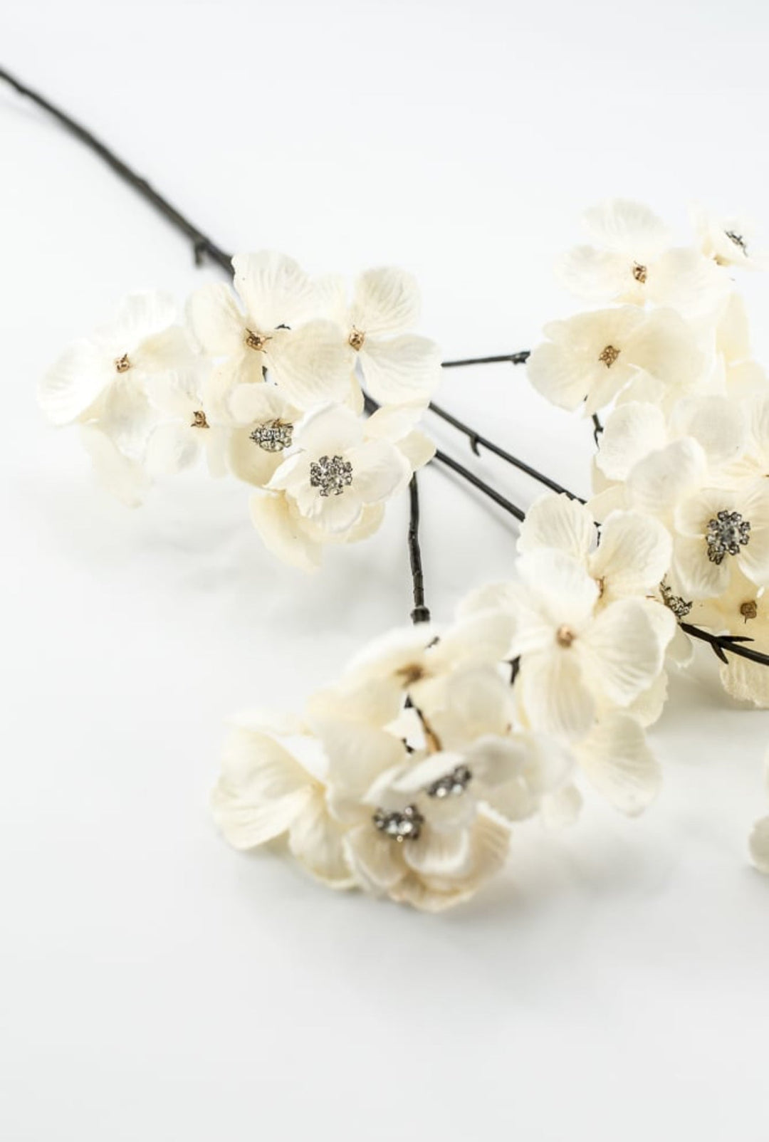 Cream Faux Diamond Velvet Hydrangea Spray - 24" - Greenery MarketXFS799-CR