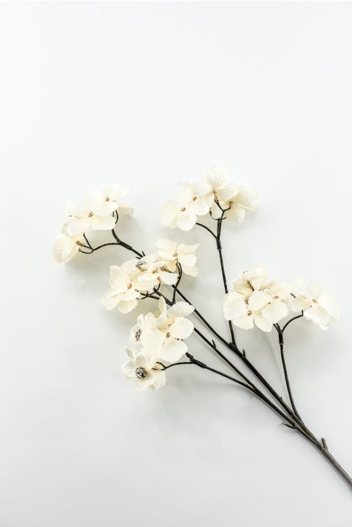 Cream Faux Diamond Velvet Hydrangea Spray - 24" - Greenery MarketXFS799-CR