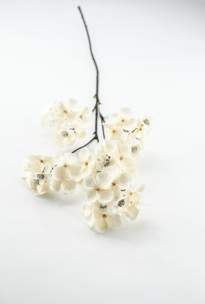 Cream Faux Diamond Velvet Hydrangea Spray - 24" - Greenery MarketXFS799-CR