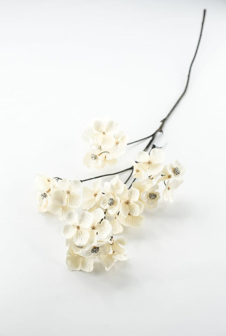 Cream Faux Diamond Velvet Hydrangea Spray - 24" - Greenery MarketXFS799-CR