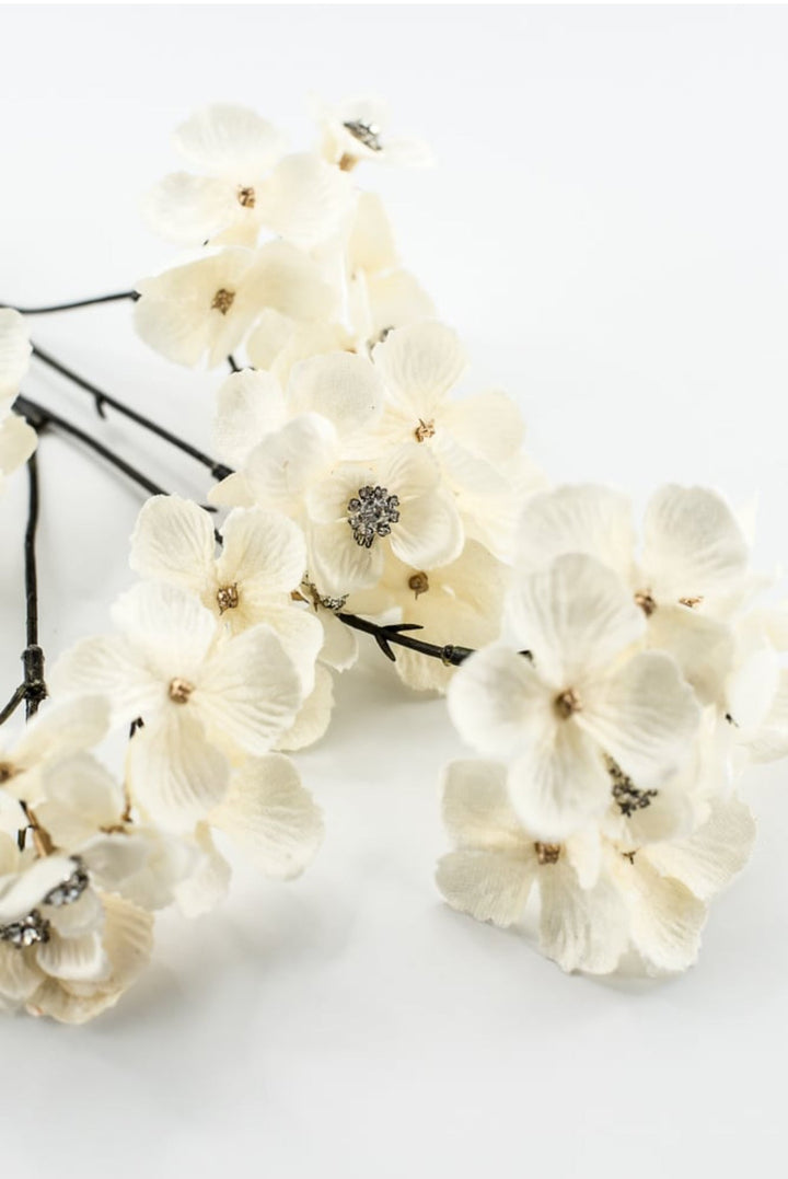 Cream Faux Diamond Velvet Hydrangea Spray - 24" - Greenery MarketXFS799-CR