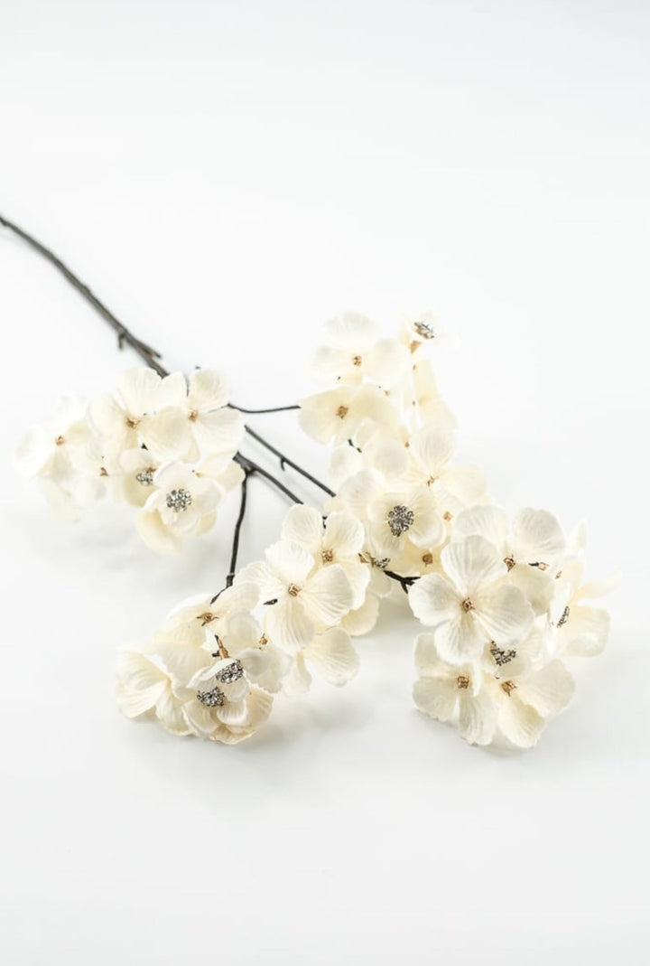 Cream Faux Diamond Velvet Hydrangea Spray - 24" - Greenery MarketXFS799-CR