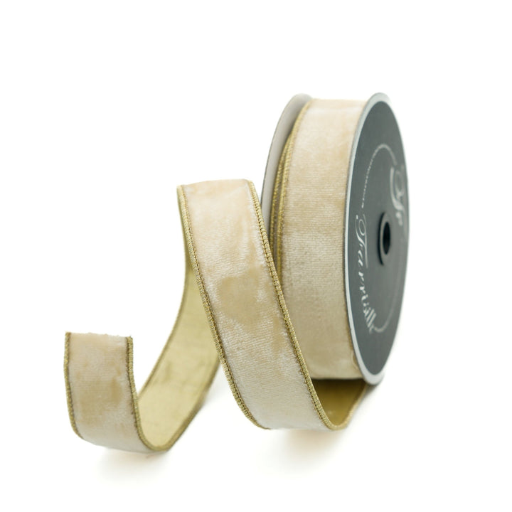Cream Flashy Velvet Farrisilk Wired Ribbon - 1.5" - Greenery MarketRibbons & TrimRG073 - 01