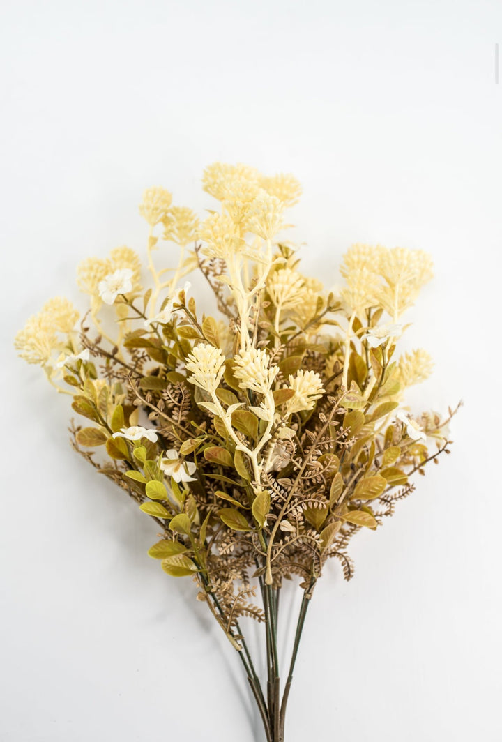 Cream Flower And Mixed Leaf Bush - Greenery Market85336-IVORY