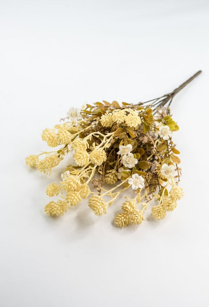 Cream Flower And Mixed Leaf Bush - Greenery Market85336-IVORY