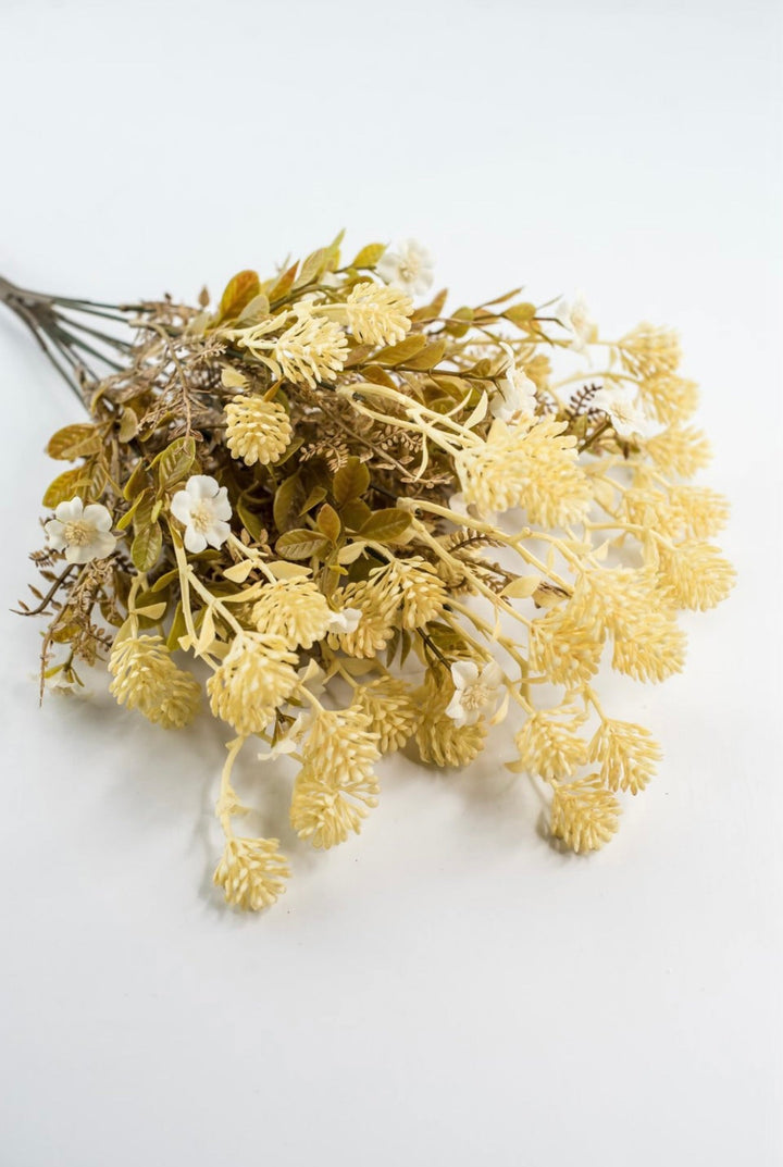 Cream Flower And Mixed Leaf Bush - Greenery Market85336-IVORY