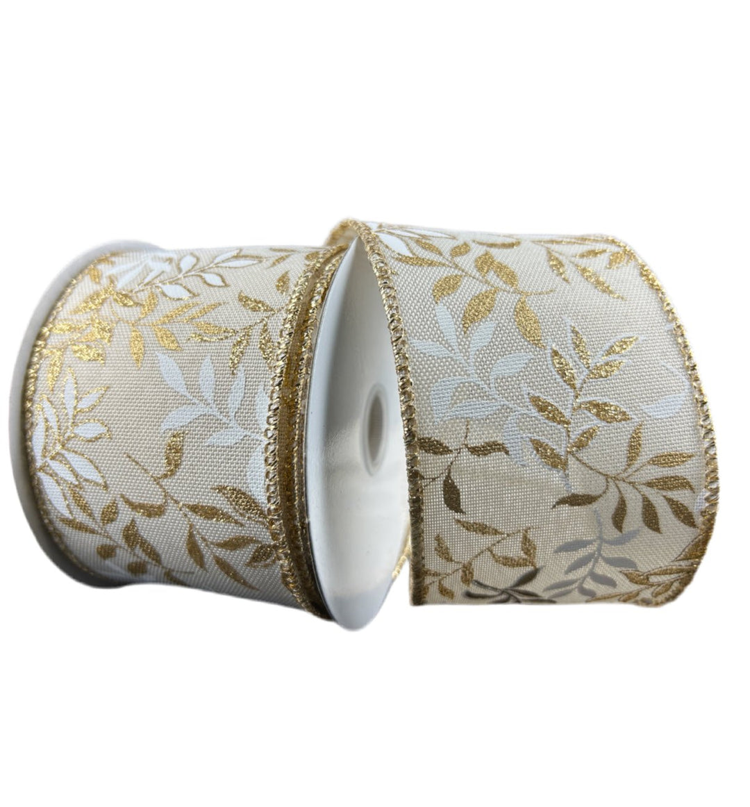 Cream gold vine wired ribbon 2.5” - Greenery MarketWinter and Christmas71492 - 40 - 35