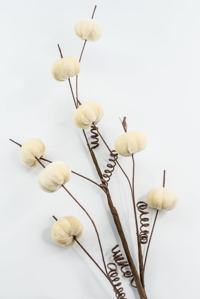 Cream Mini Velvet Pumpkin Spray - Greenery Market40292 - CR