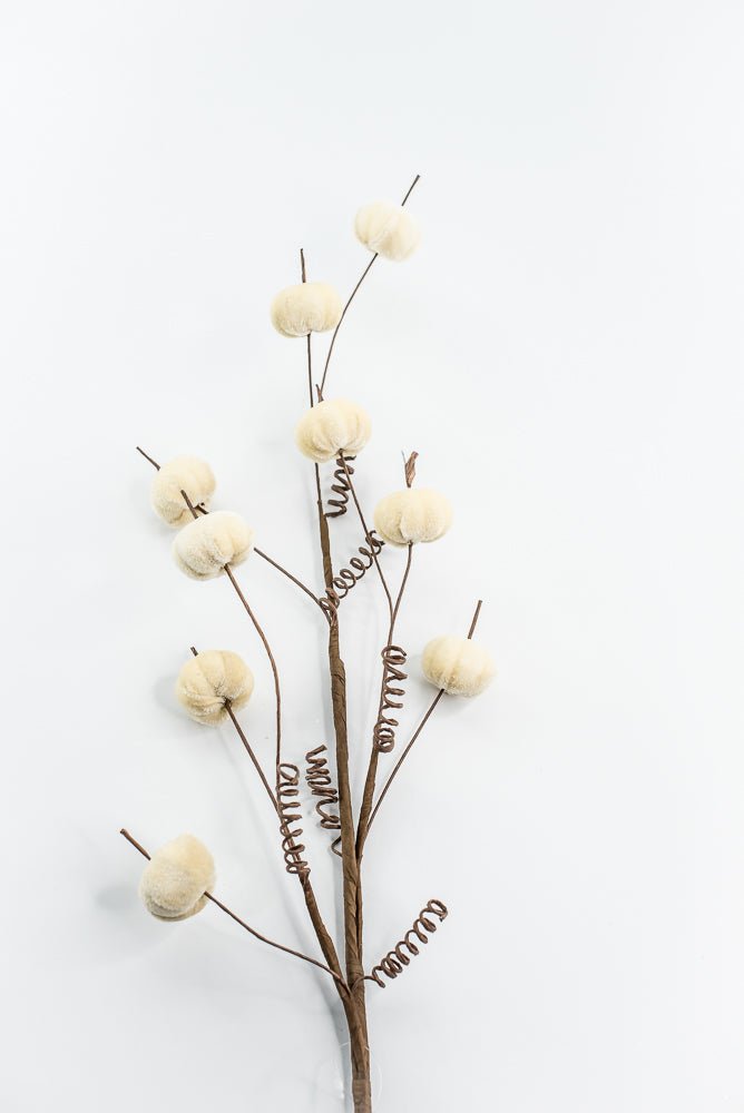 Cream Mini Velvet Pumpkin Spray - Greenery Market40292 - CR