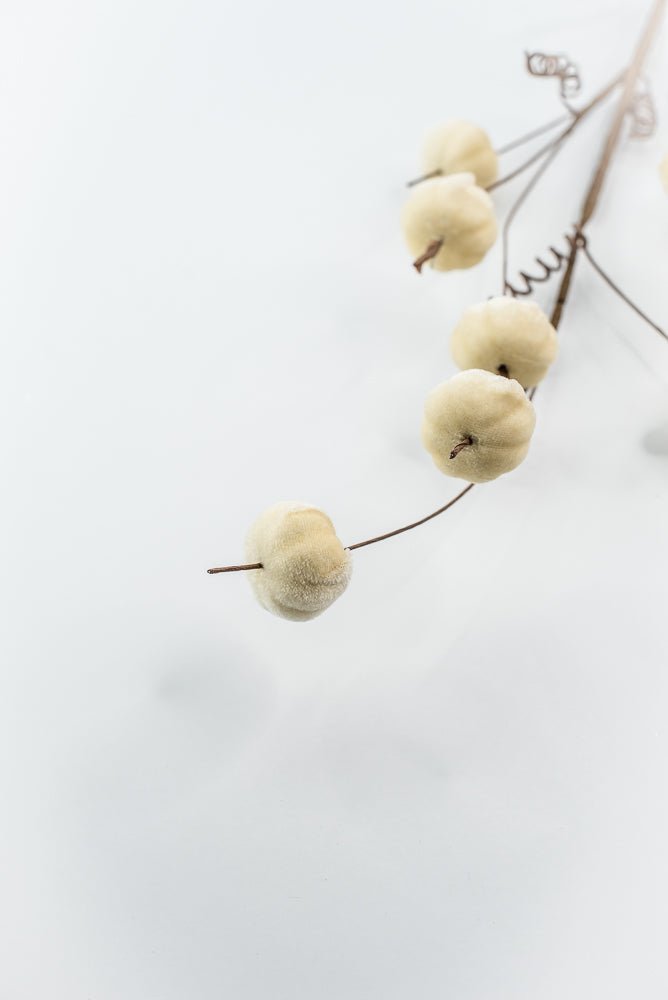 Cream Mini Velvet Pumpkin Spray - Greenery Market40292 - CR