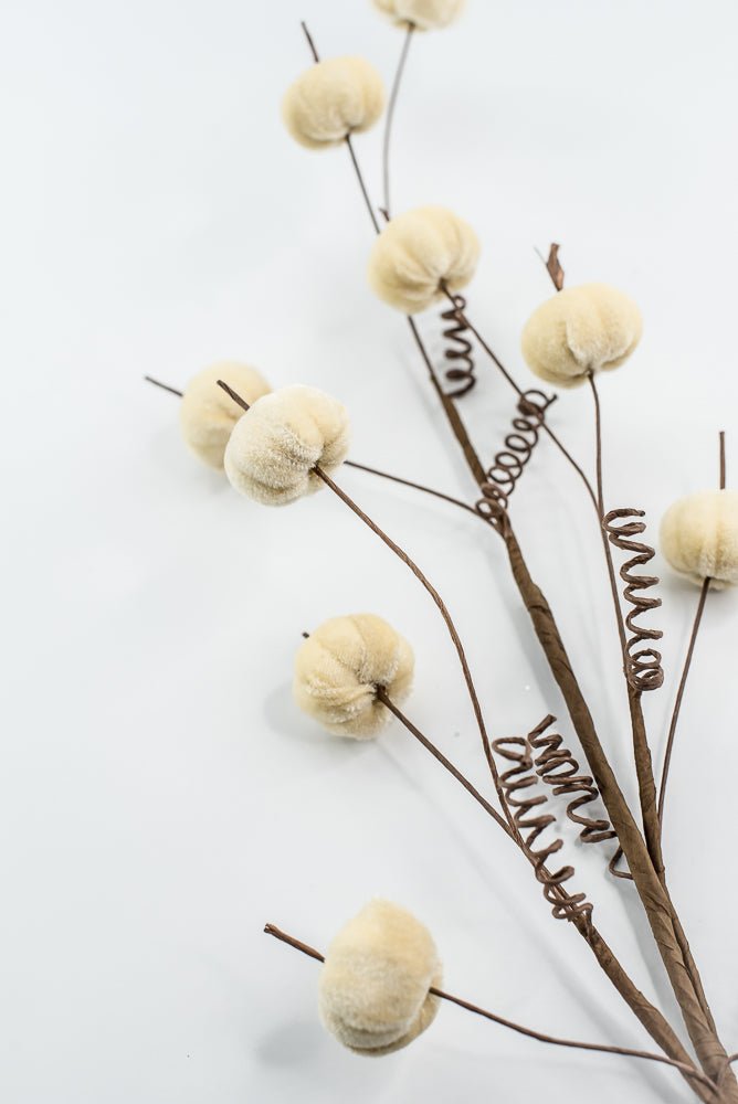 Cream Mini Velvet Pumpkin Spray - Greenery Market40292 - CR