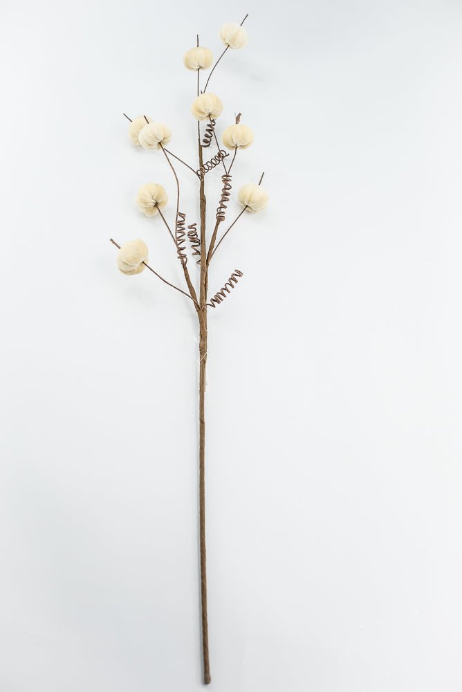 Cream Mini Velvet Pumpkin Spray - Greenery Market40292 - CR