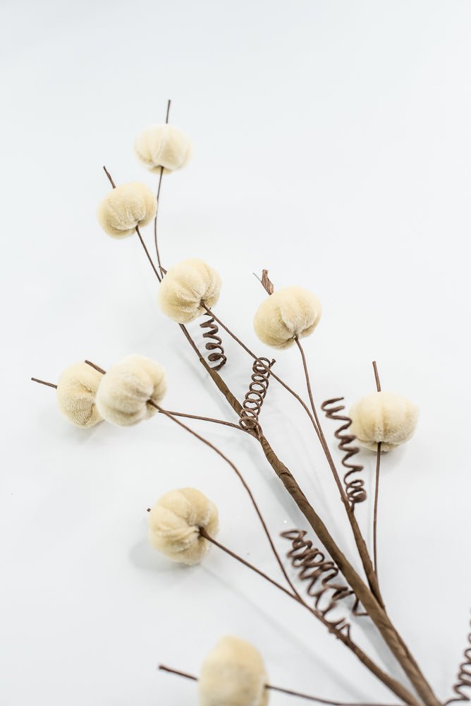 Cream Mini Velvet Pumpkin Spray - Greenery Market40292 - CR