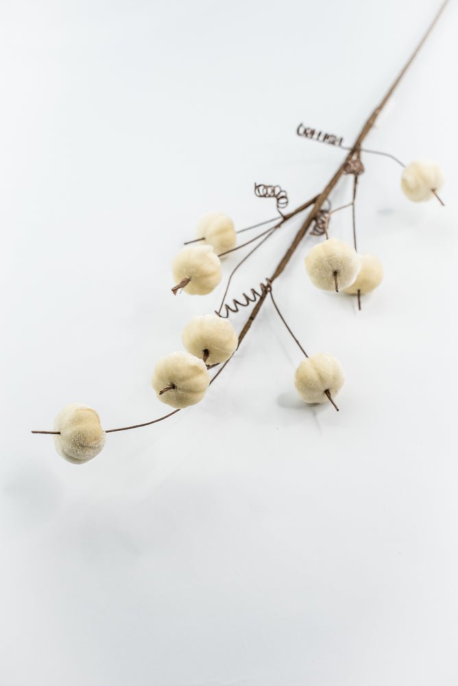 Cream Mini Velvet Pumpkin Spray - Greenery Market40292 - CR