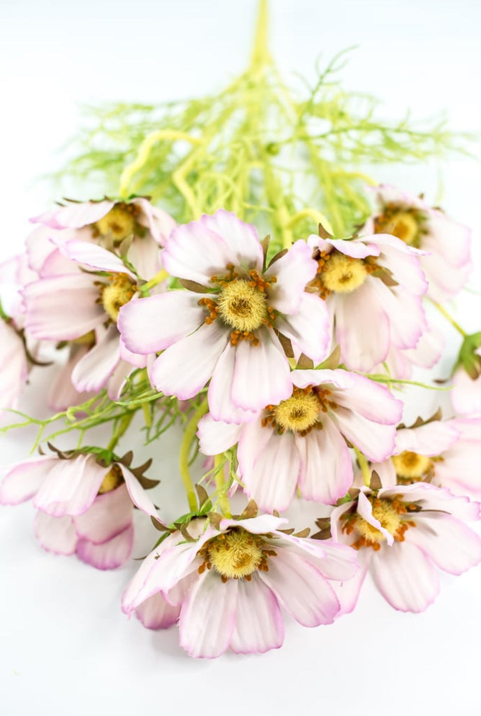 Cream pink cosmos faux flower bush - Greenery Market