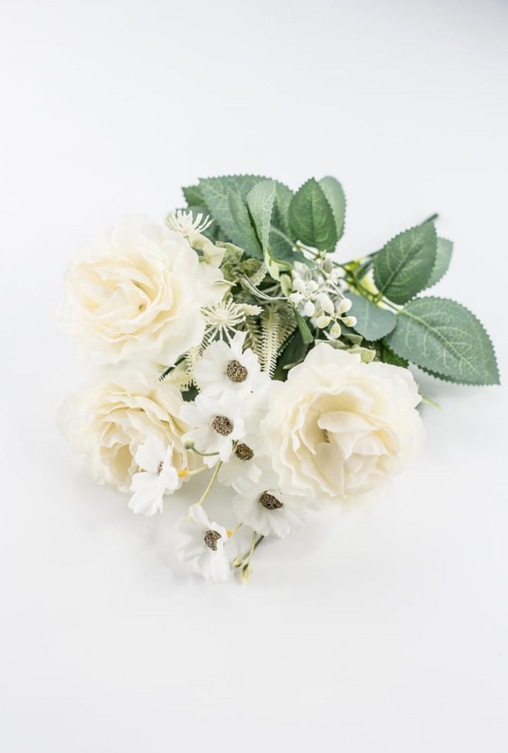 Cream Rose And Filler Bush - 15" - Greenery MarketArtificial Flowers35163CM