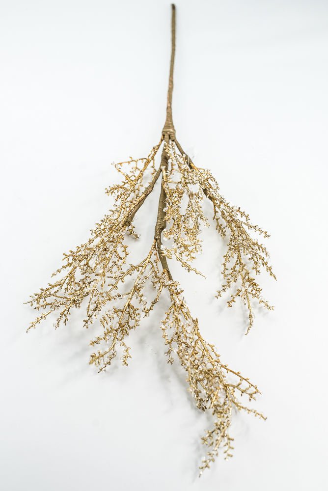 Crystal and Gold Iced Twig Spray - Greenery Market32146-WTGD
