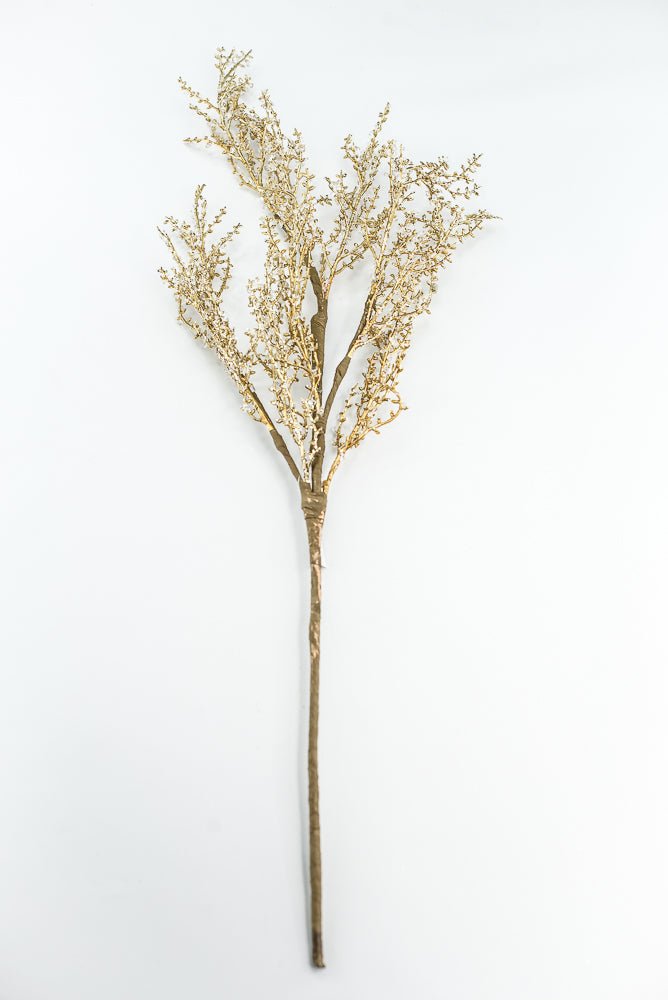 Crystal and Gold Iced Twig Spray - Greenery Market32146-WTGD