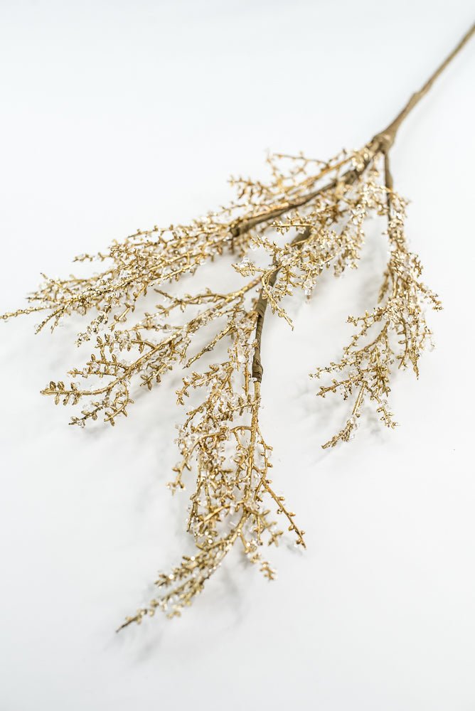 Crystal and Gold Iced Twig Spray - Greenery Market32146-WTGD