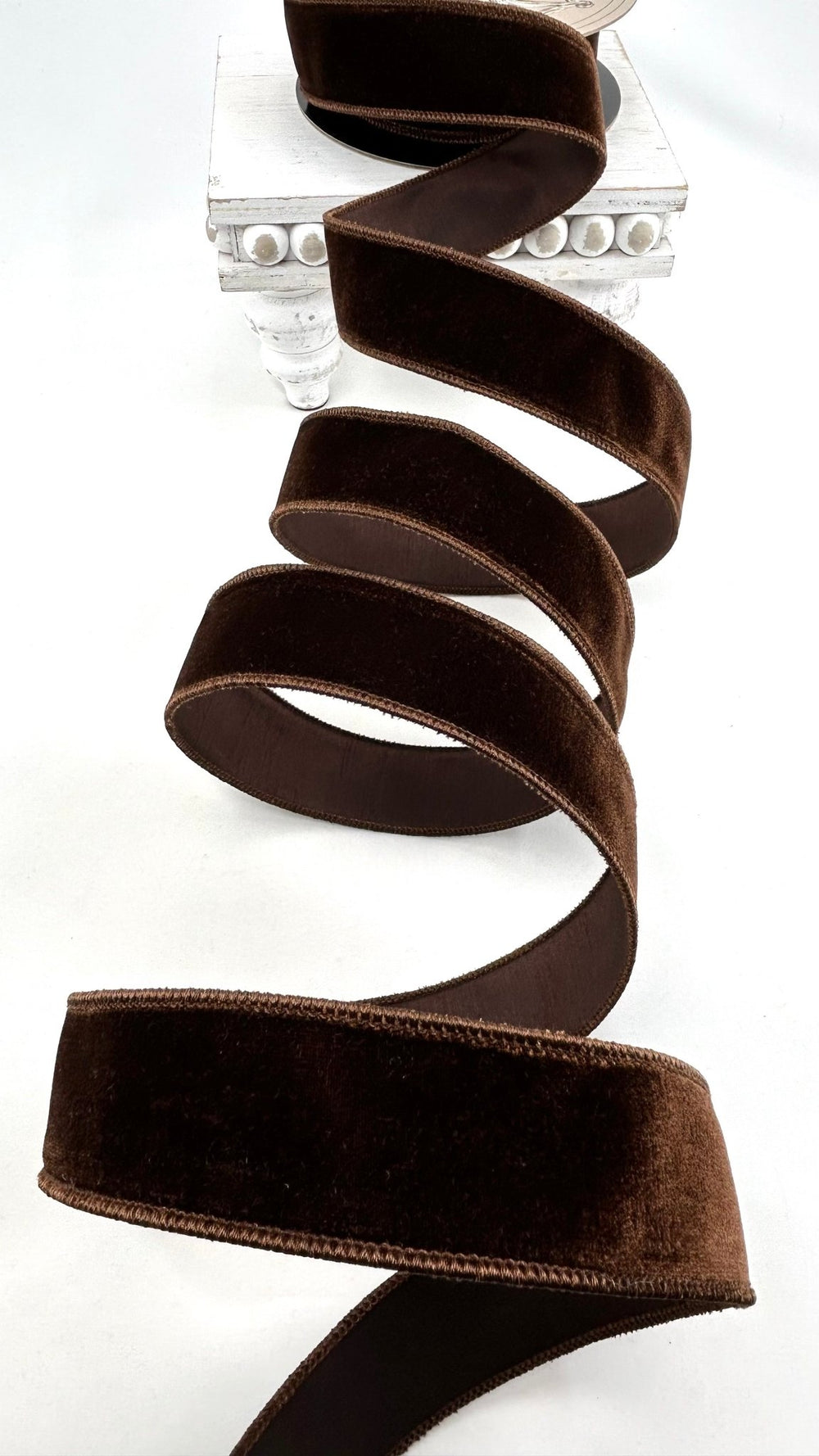 D Stevens, Brown, Velvet Wired Ribbon 1.5” - Greenery Market18-5001